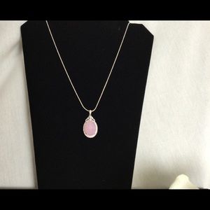 GOING—Silver 30” Snake Chain Rose Quartz Pendant New!